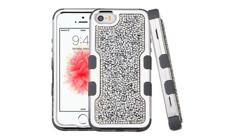 Insten Hard Dual Layer Diamond Silicone Cover Case For Apple iPhone...