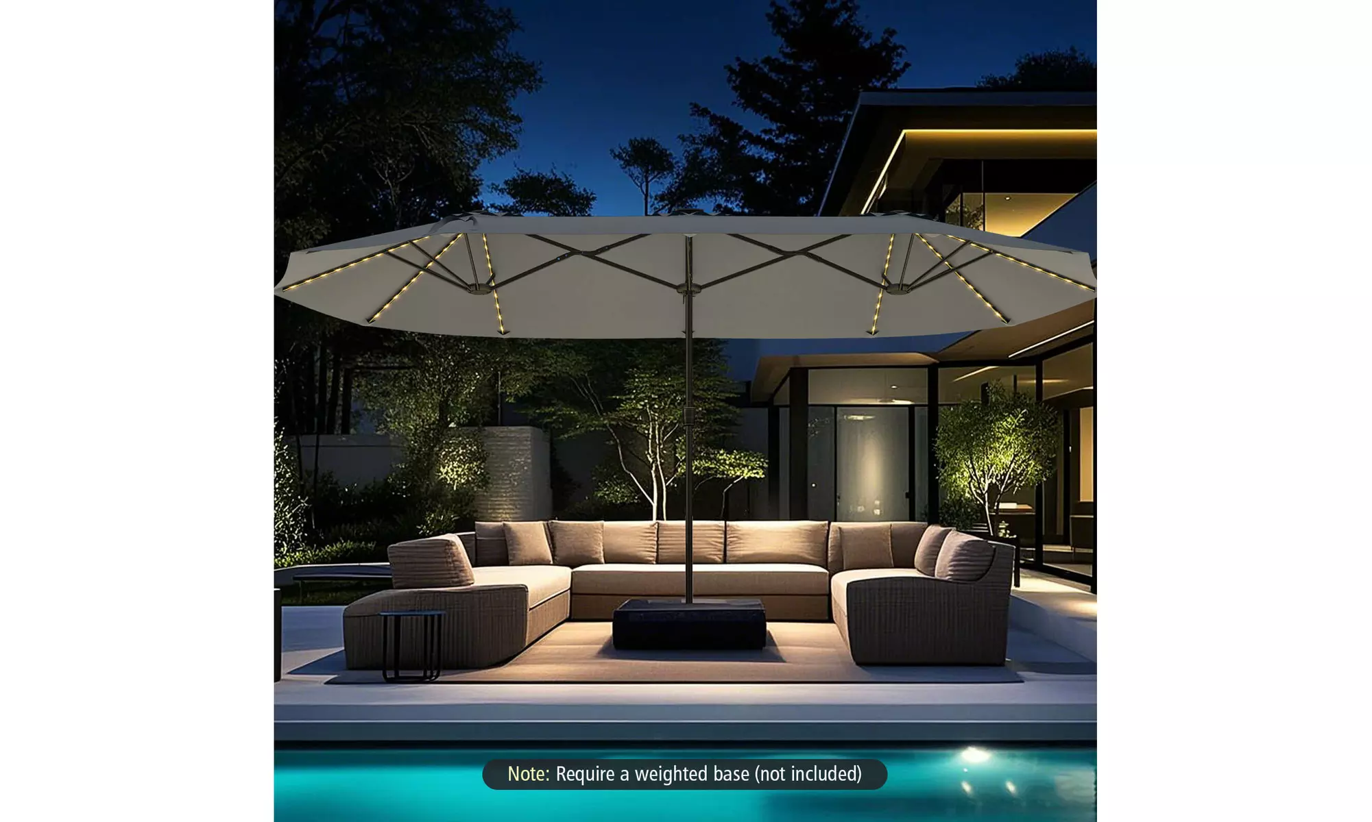 Costway 15.5 FT Extra-Large Patio Umbrella with LED Solar Lights