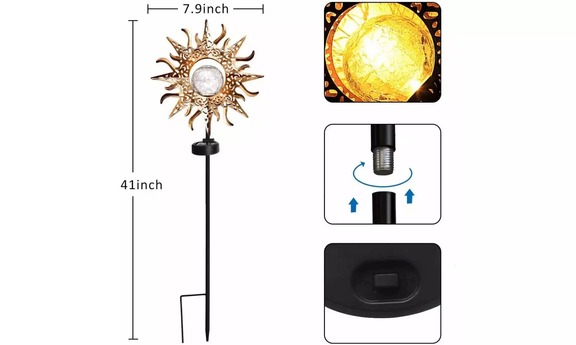 Solar Lights Outdoor Decorative Light Sun Solar Lights Metal Decorative Stakes