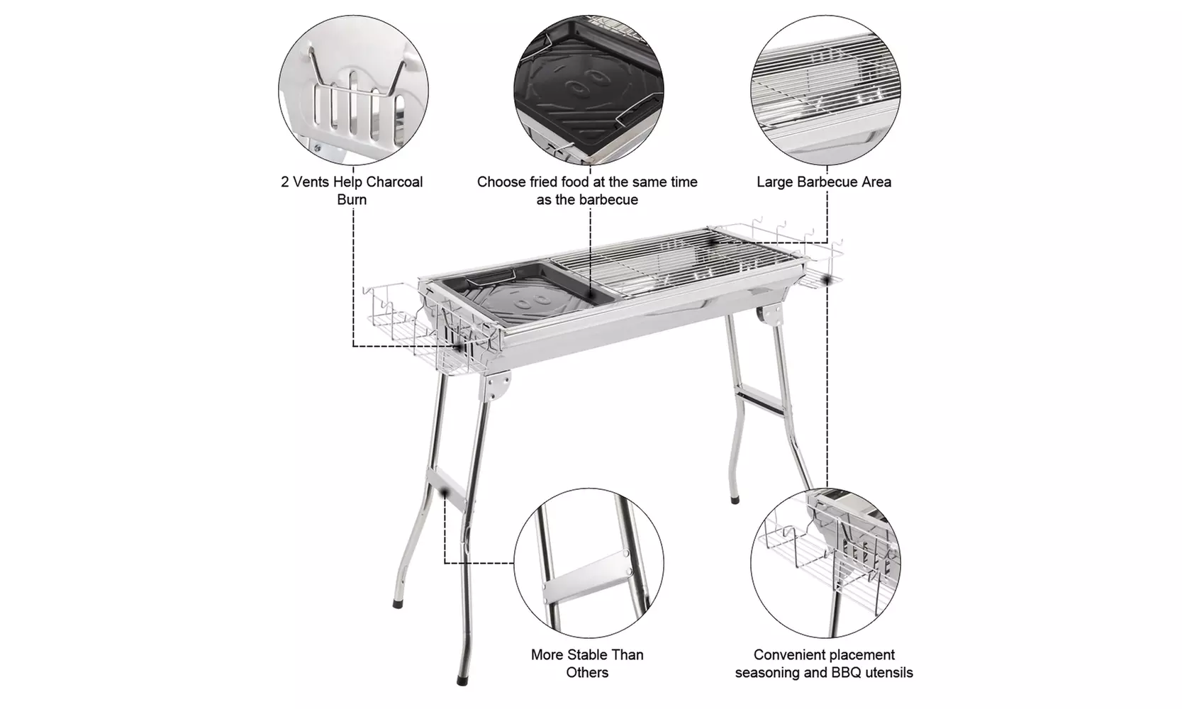 Barbecue Charcoal Grill Portable BBQ  Outdoor Folding Charcoal Grill