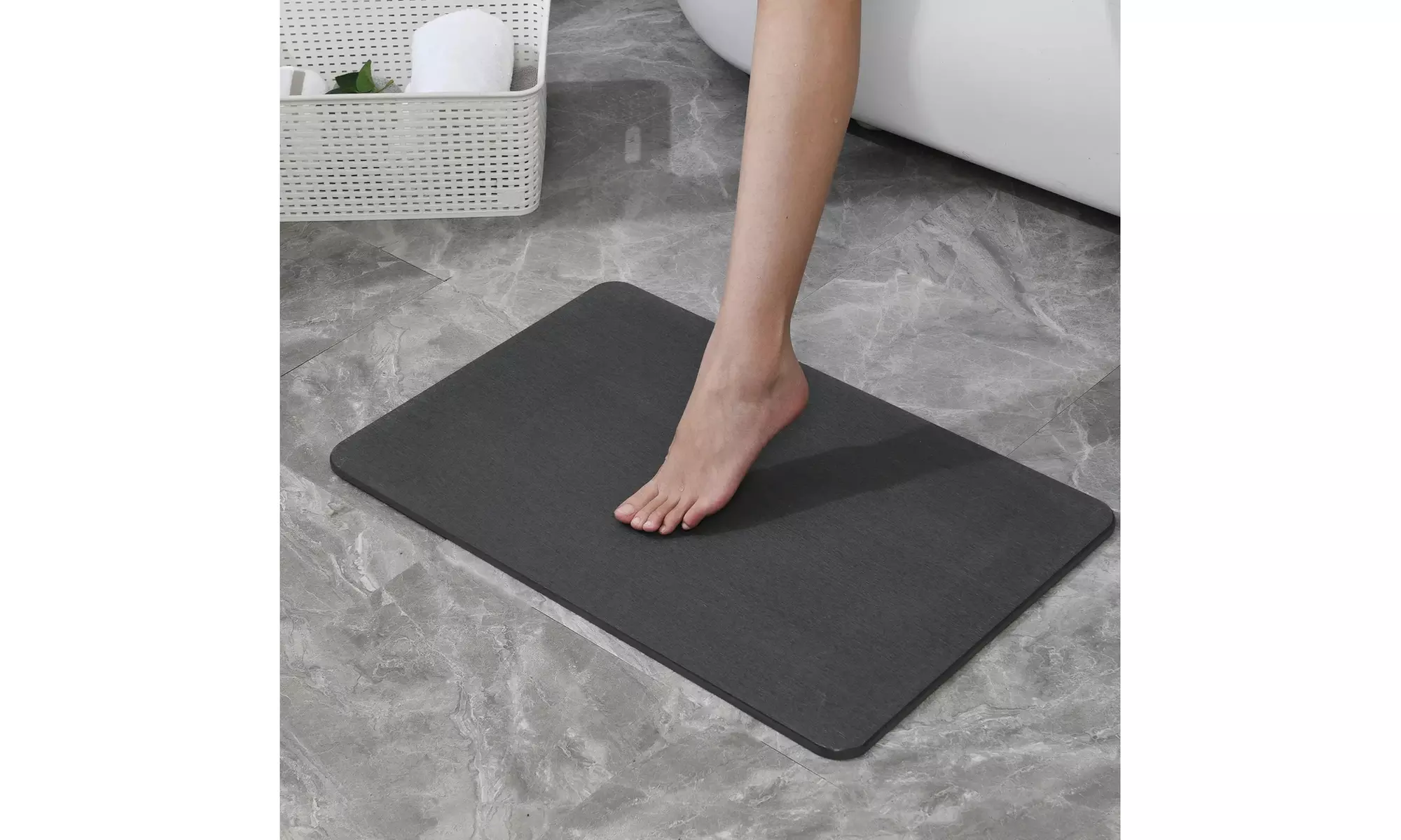 J&V TEXTILES Diatomaceous Quick-Drying Stone Bath Mat 24'' x 15''