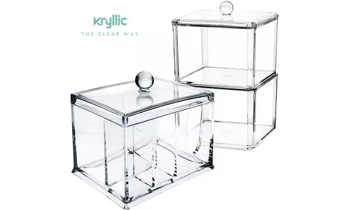 Acrylic Organizer for Qtips Cottonballs Pads Swab Makeup Brushes and More! - Primary Image