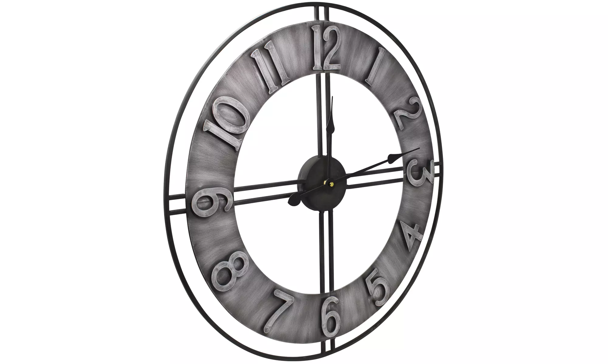 Decorative Large Gray Metal Wall Clock for Living Room Décor - Modern and Chunky