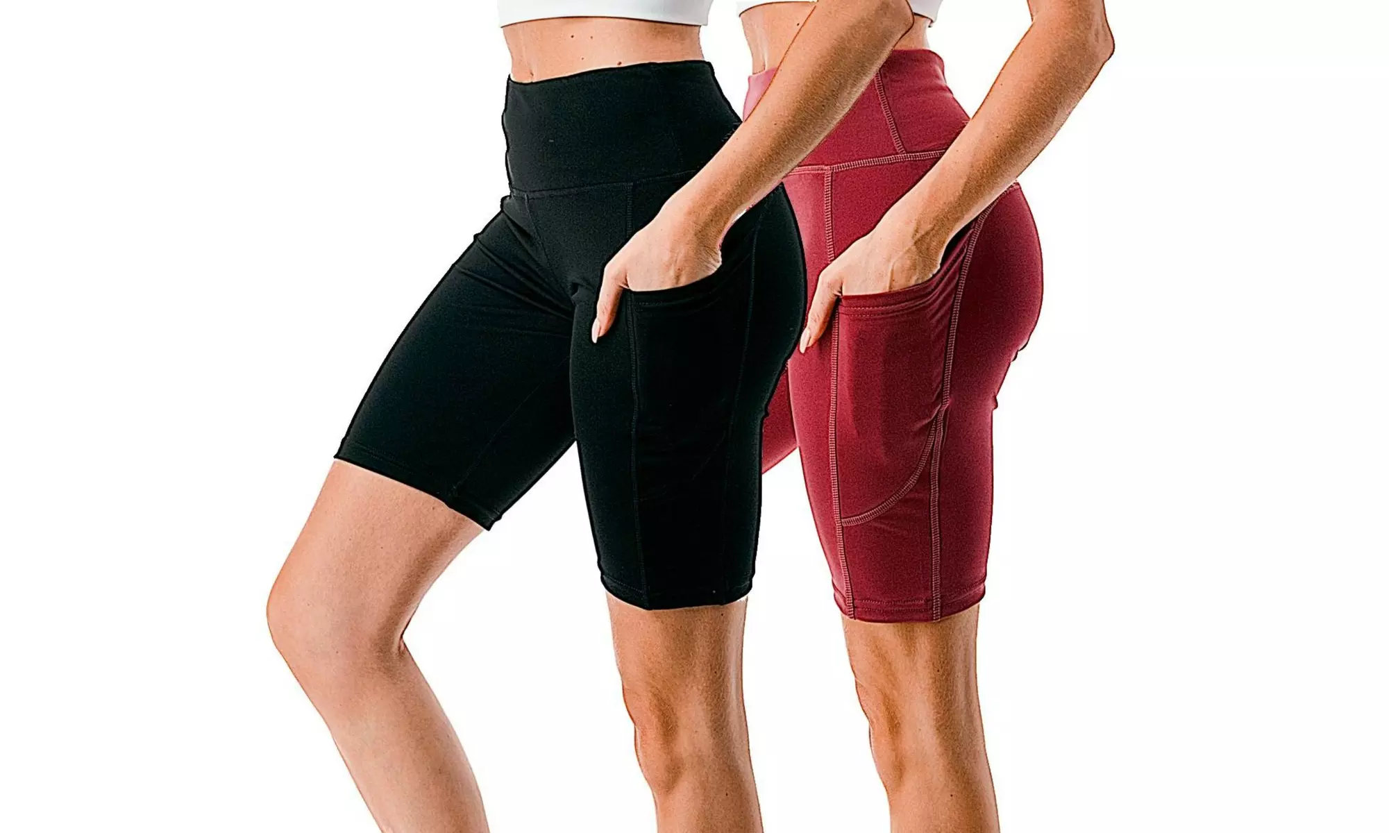 2-Pack Women's Biker Bermuda Shorts High Waisted Tummy Control Leggings 
