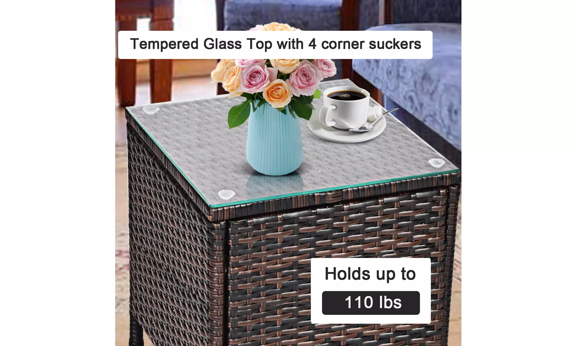 Costway Outdoor 3 PCS PE Rattan Wicker Furniture Sets Chairs Coffee Table Garden