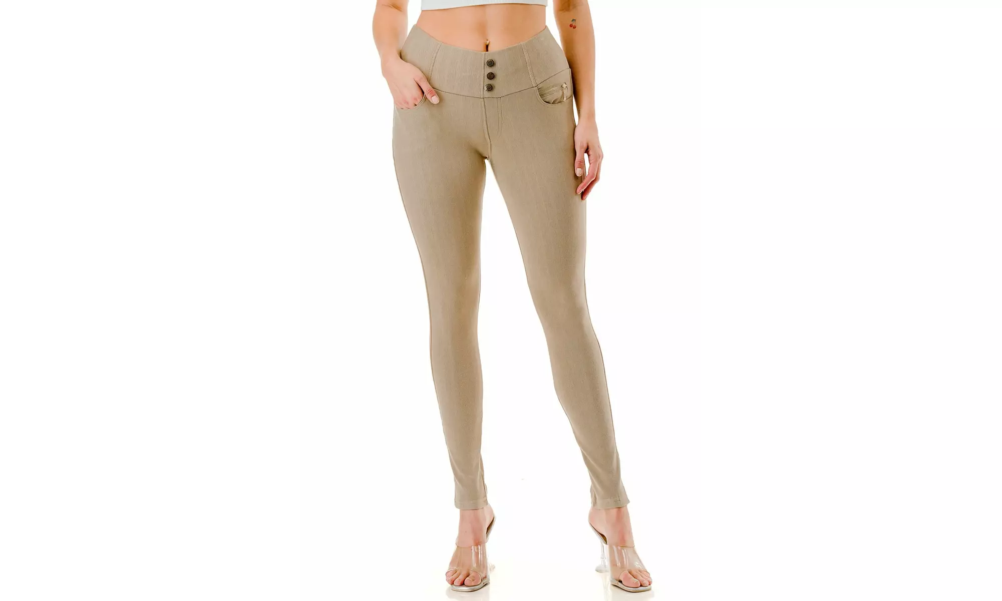 Women's High-Waist Fleece-Lined Skinny Pants Stretch Knit Denim Jeggings S-3XL