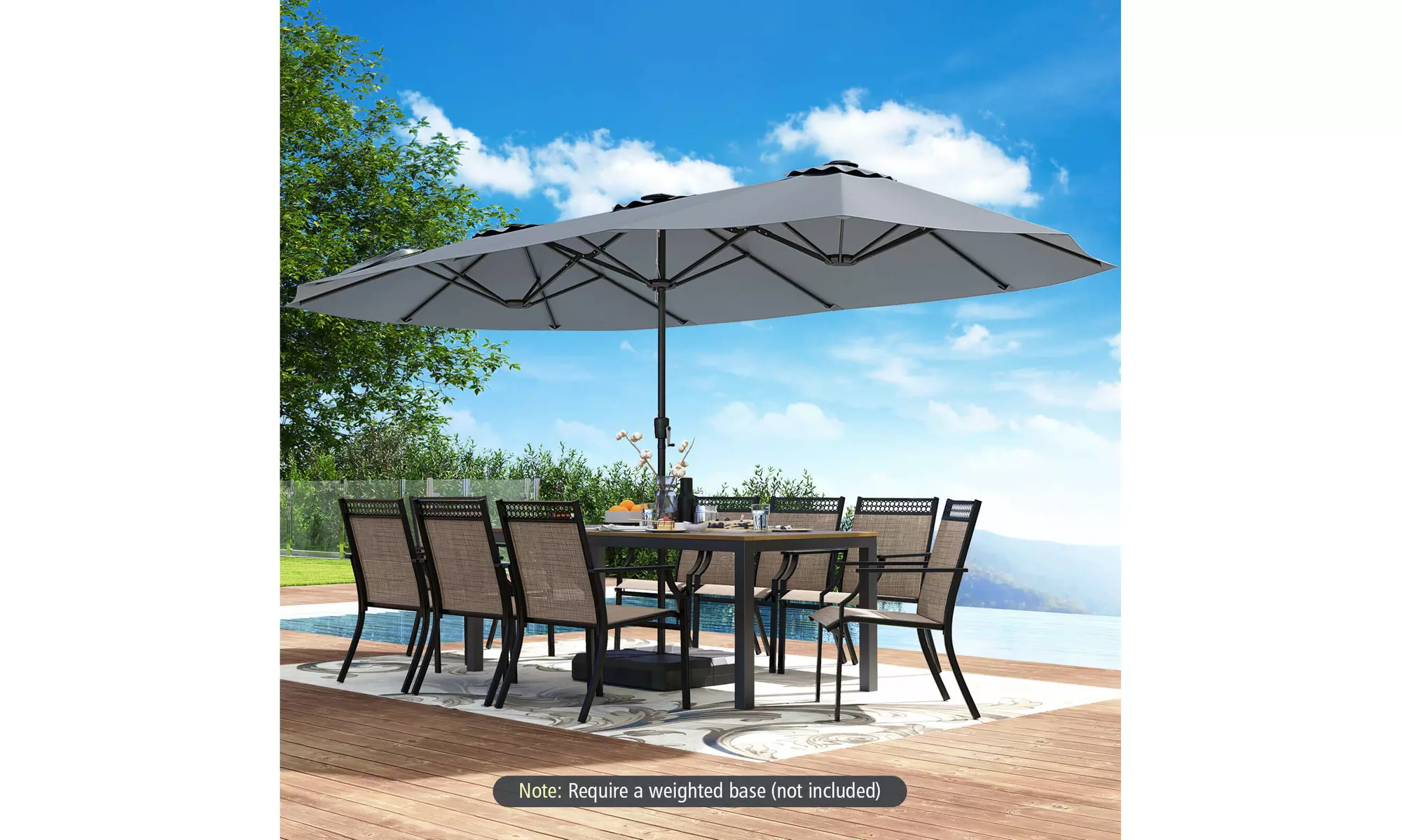 Costway 15.5 FT Extra-Large Patio Umbrella with LED Solar Lights