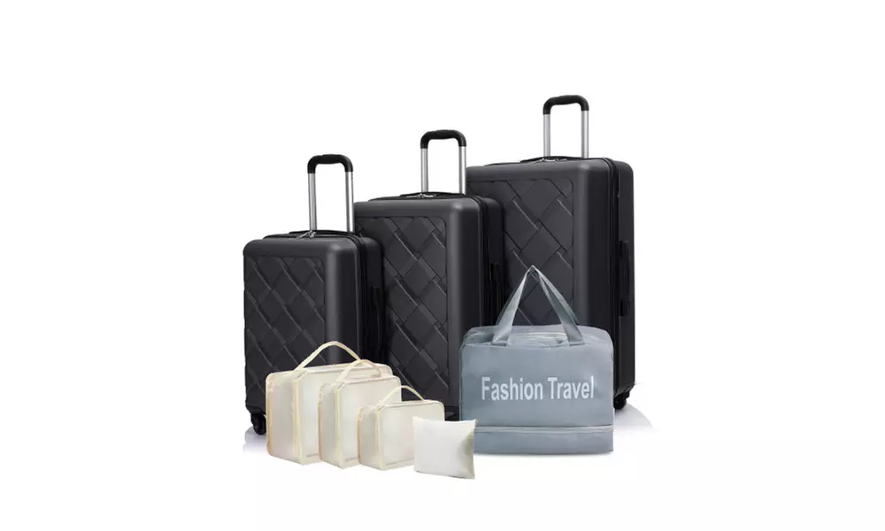 Eight-Piece Luggage Set with Spinner-Wheeled Hardshell Suitcases