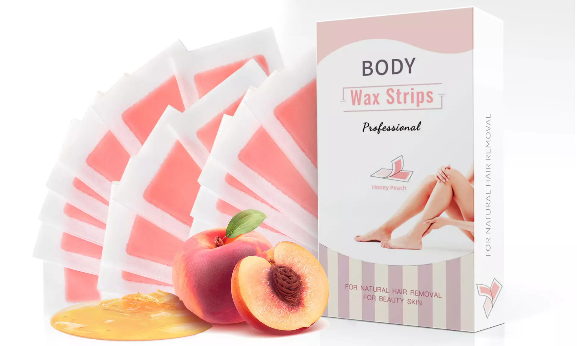 Honey Peach Professional Hair Removal Wax Strip Kit (20-Piece) - Second Medium