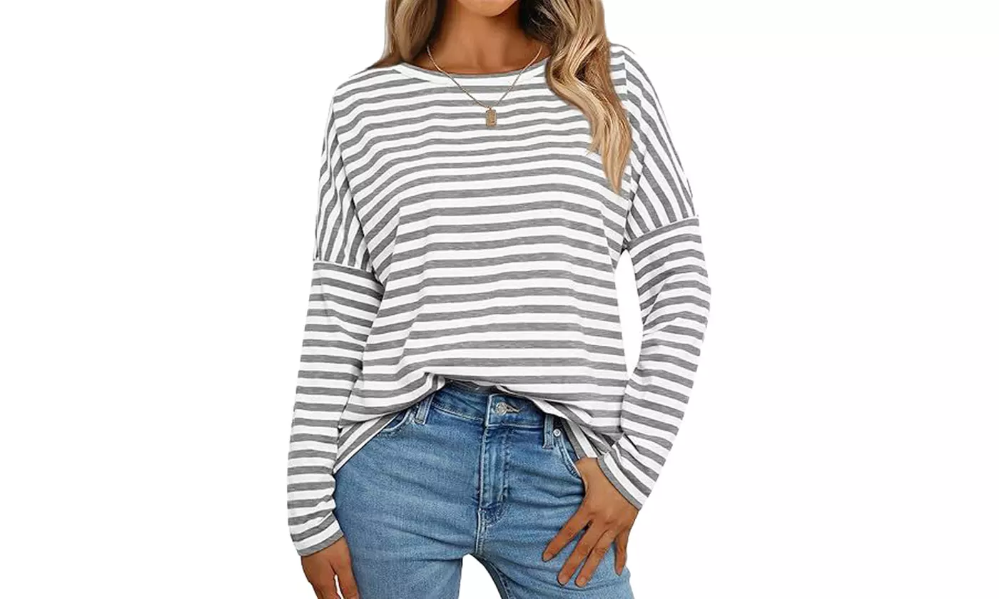Bohuma Women's Striped Everyday Tshirt Tunic Top