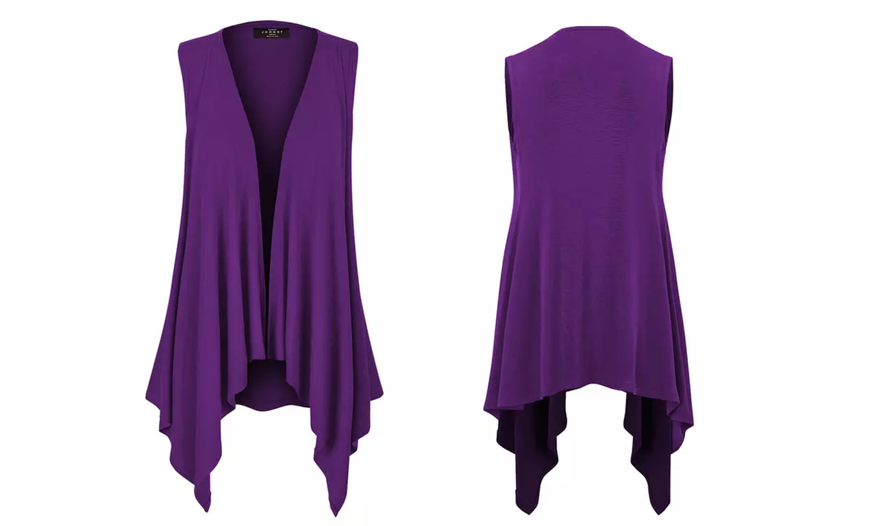 Women's Lightweight Sleeveless Solid Open Front Drape Vest Cardigan