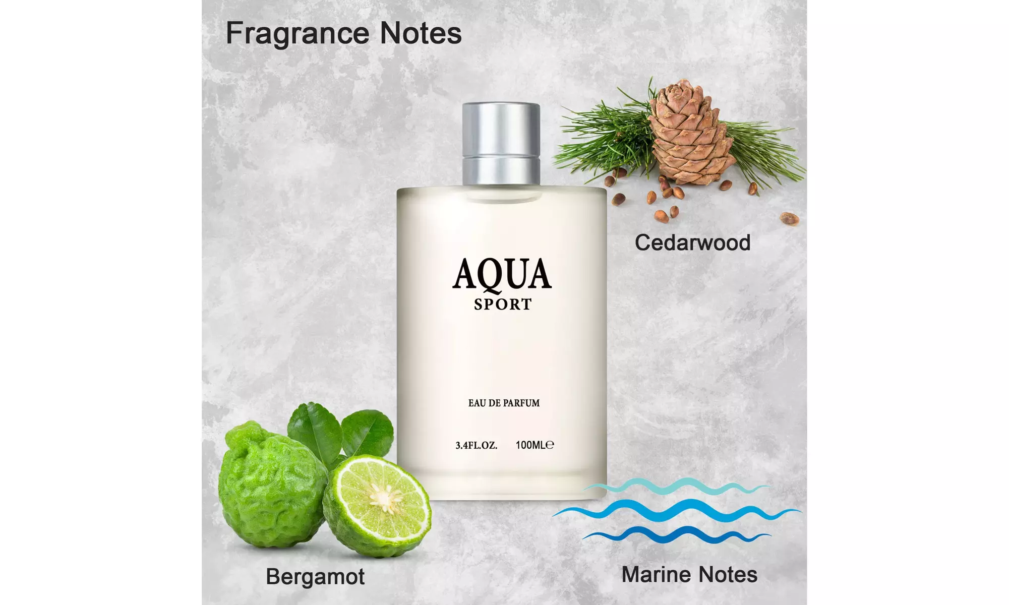 Aqua Sport Men's Perfume Fresh & Invigorating Perfume 3.4 FL.OZ 