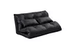 PU Leather Foldable Modern Leisure Floor Sofa Bed Video Gaming 2 Pillows Black - Second Medium