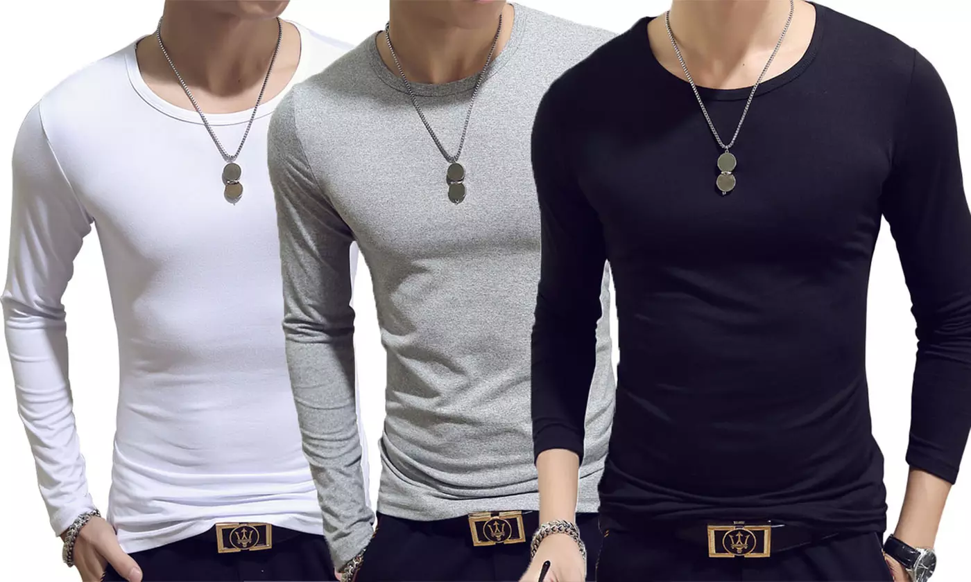 Men's Slim Fit Long Sleeve Crew Neck Base Layer Undershirt - Primary Image