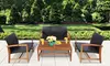 Costway 4PCS/8PCS Outdoor Patio Rattan Furniture Set Acacia Wood Frame Sofa