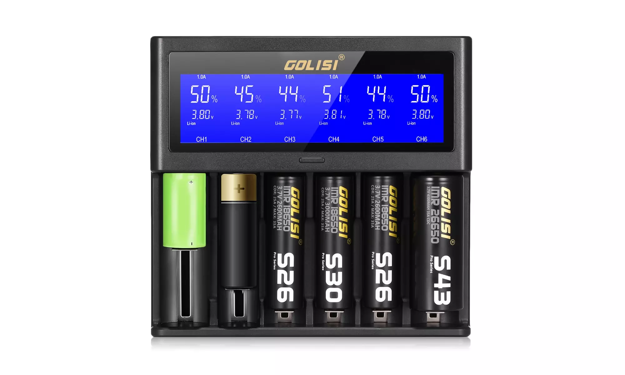 S6 2A 1A 0.5A Smart Battery Charger LCD Rechargeable Lithium-ion / NiMH / NiCd - Primary Image