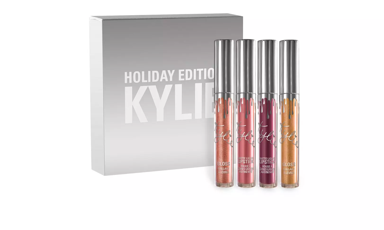 Kylie Cosmetics FULL-SIZE 4PC HOLIDAY KIT MATTE LIQUID LIPSTICKS & GLOSS - Primary Image