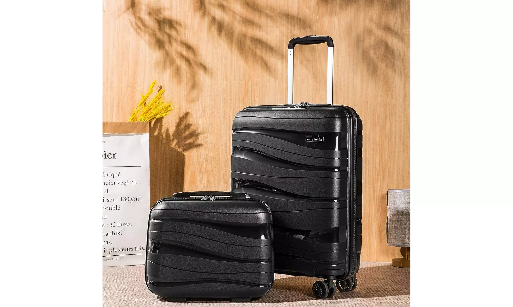 Melalenia Luggage Carry On Suitcase, PP Material Suitcase with Spinner Wheels - Primary Image