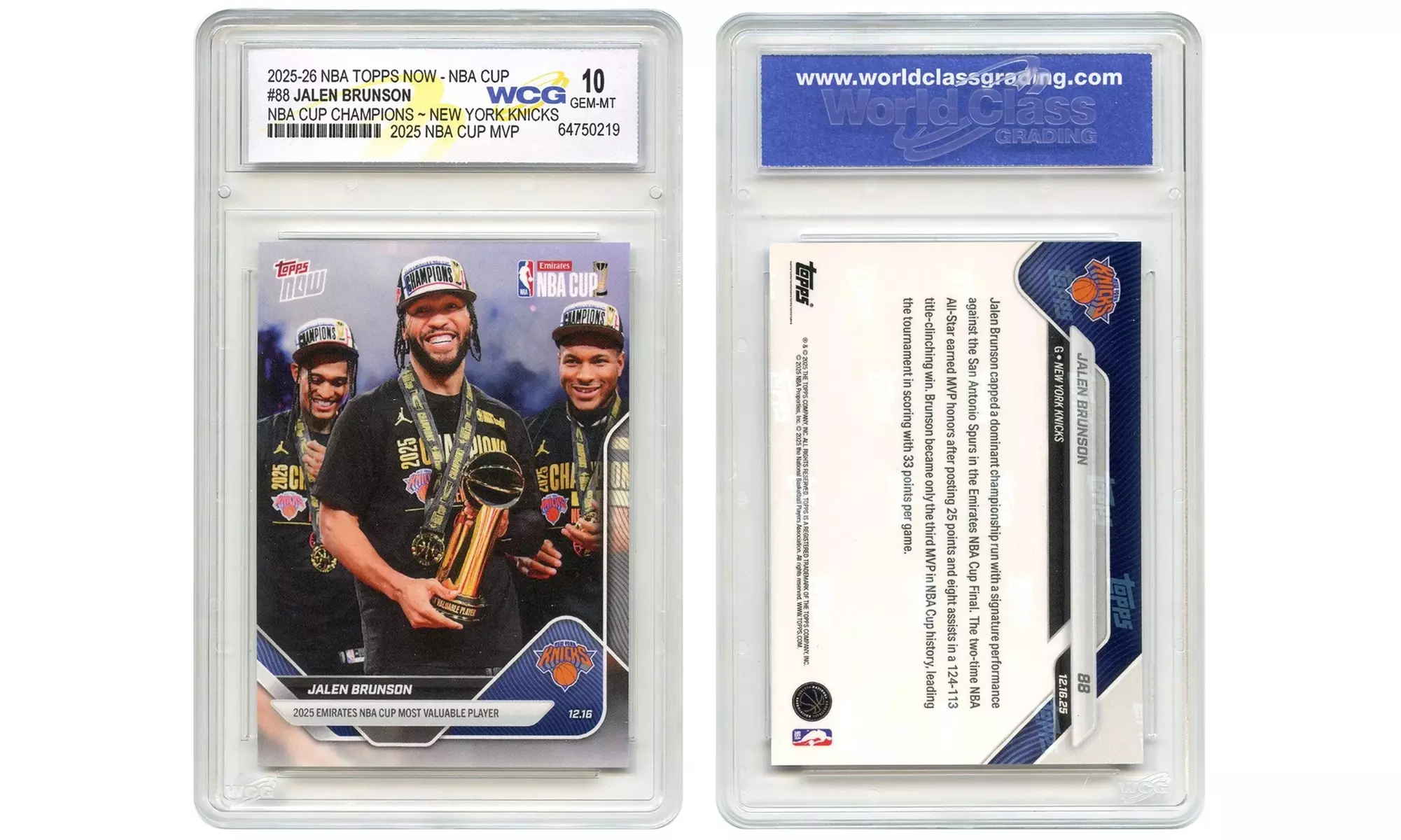 2025-26 NBA Topps Card #88 Jalen Brunson Emirates NBA Cup MVP - Knicks - GM 10 - Primary Image