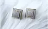 Certified Jewelry Men's 14K Gold and Sterling Silver Square Lab Diamond Earrings