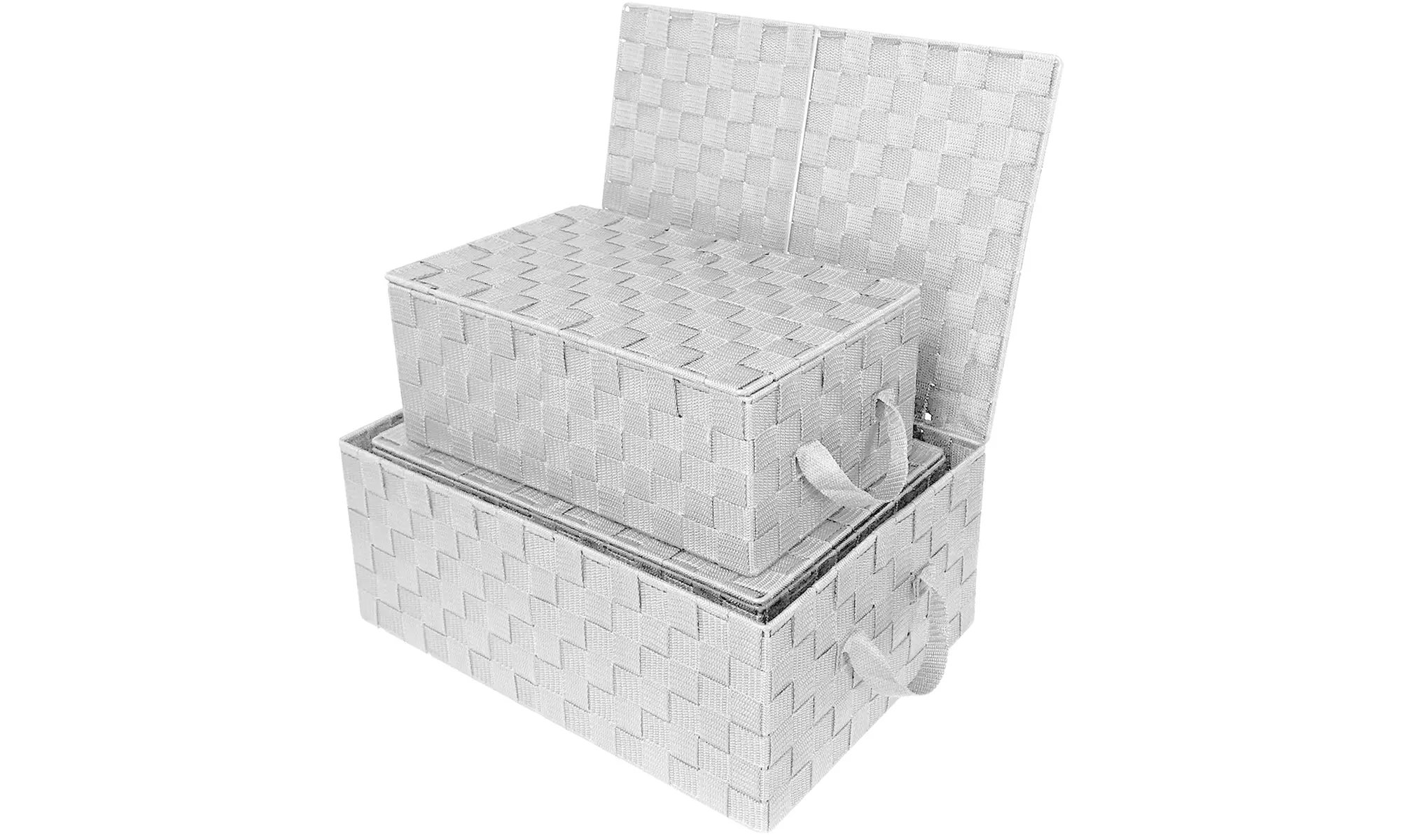 3-Pack Storage Box w/ Lid for Closet & Shelves - Woven Fabric Basket Organizer