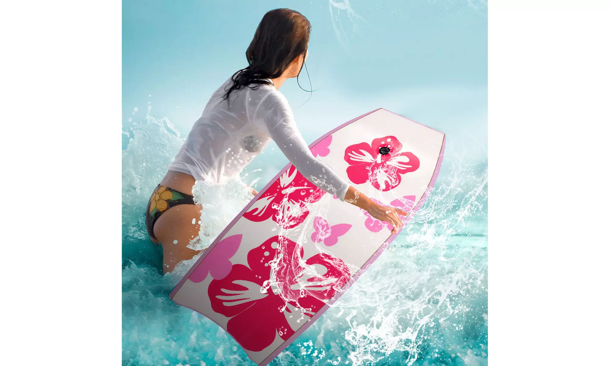 42'' Lightweight Super Bodyboard Surfing W/Leash IXPE Deck EPS Core Boarding