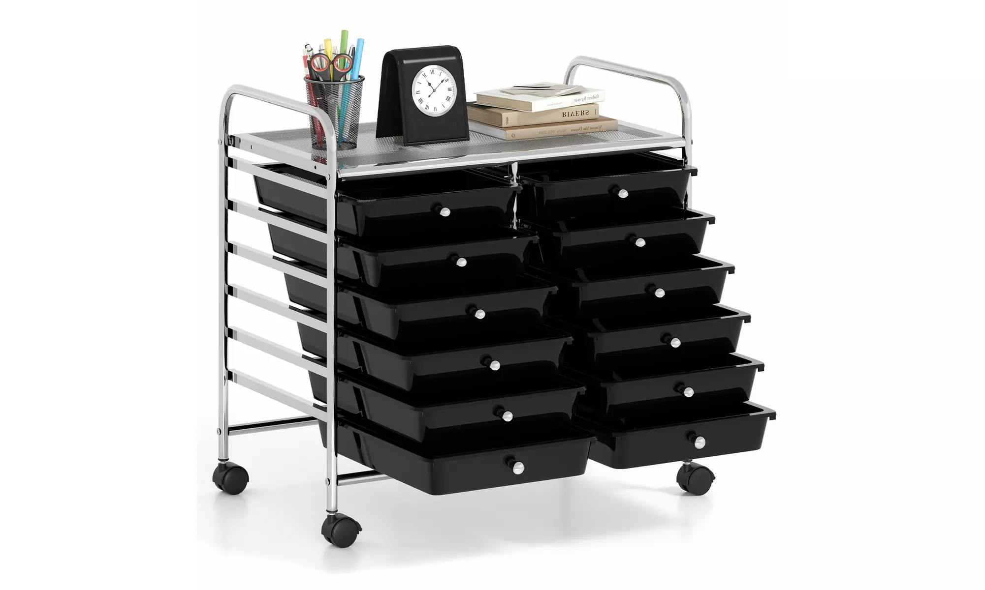 Costway 12 Drawers Rolling Cart Storage Scrapbook Paper Studio Organizer Bins