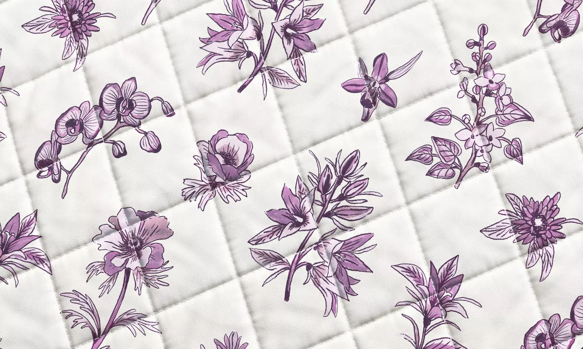Floral Printed Scalloped Cotton Quilt Set
