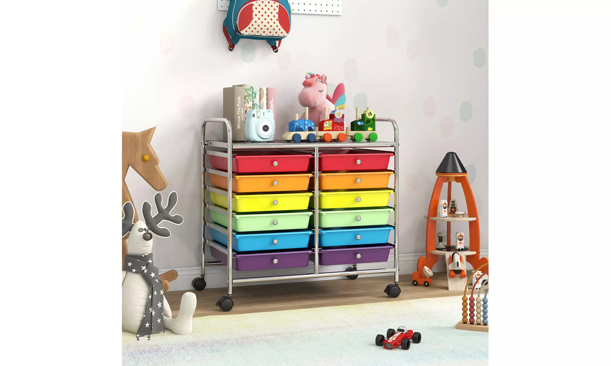 Costway 12 Drawers Rolling Cart Storage Scrapbook Paper Studio Organizer Bins