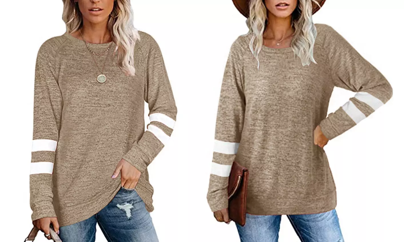 Haute Edition Women's Varsity Stripe Slouchy Tee