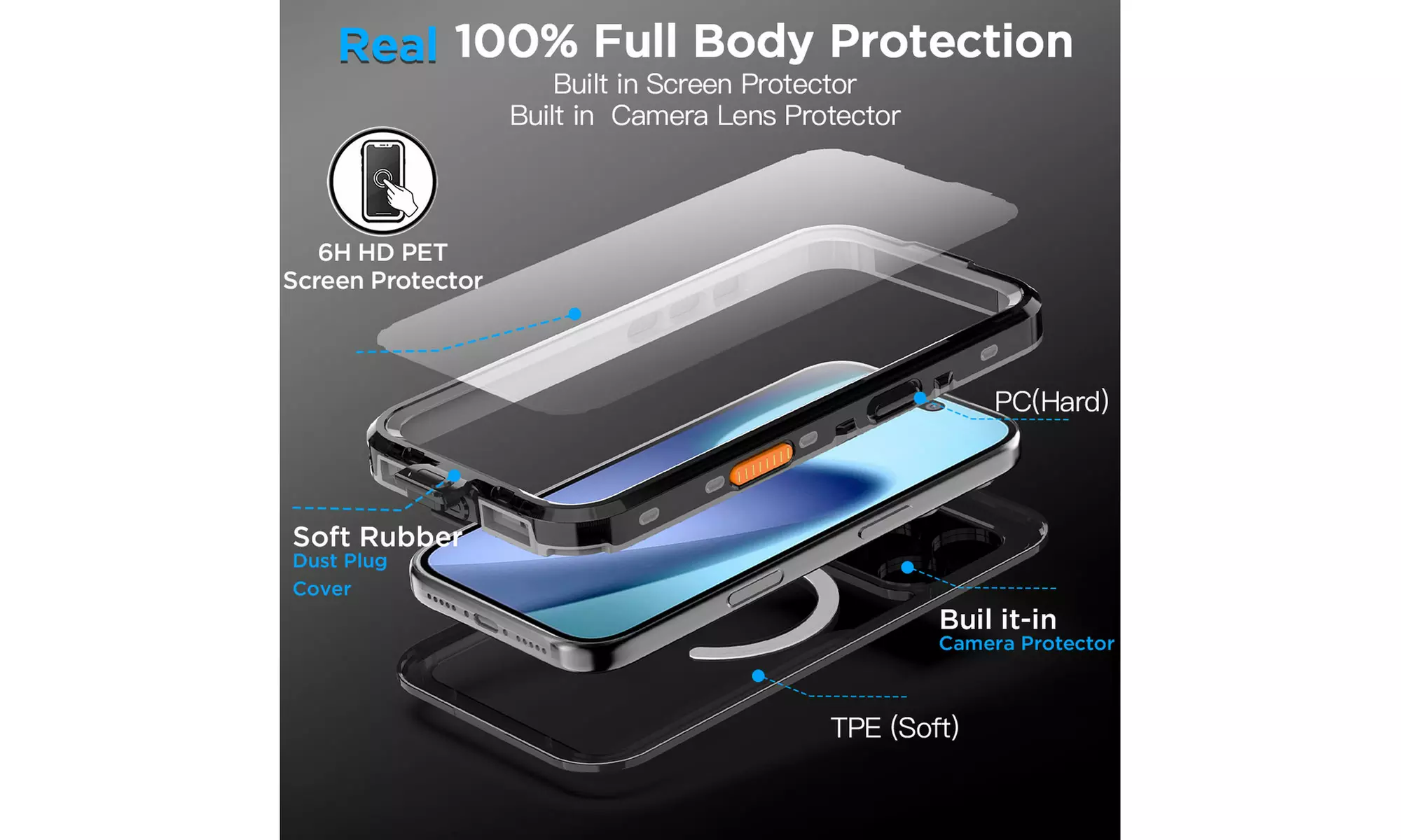 For iPhone 17 Pro Max Air Waterproof Magnetic Heavy Duty Shockproof Case