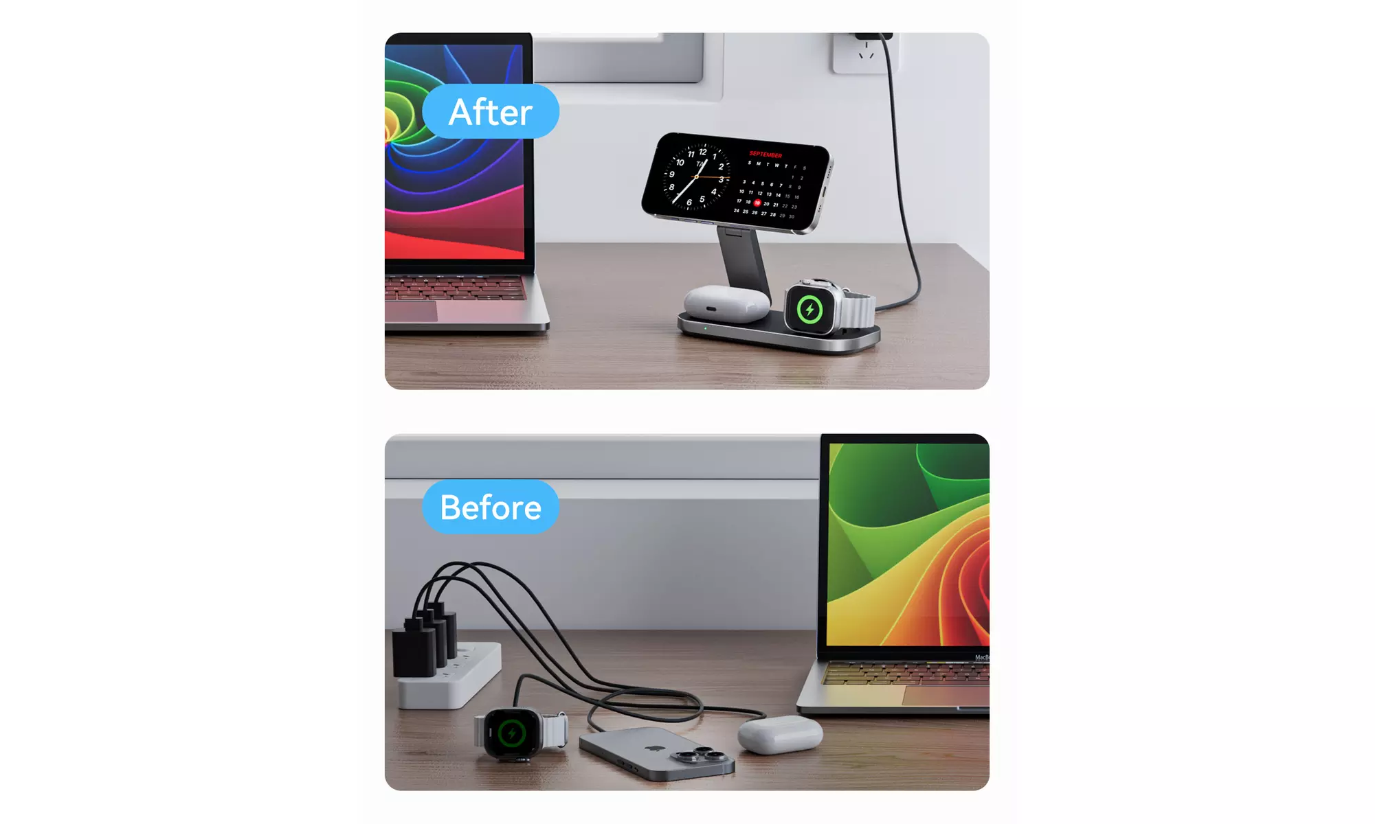 Waloo 3-in-1 Wireless Charging Stations for iPhone, Apple Watch & AirPods