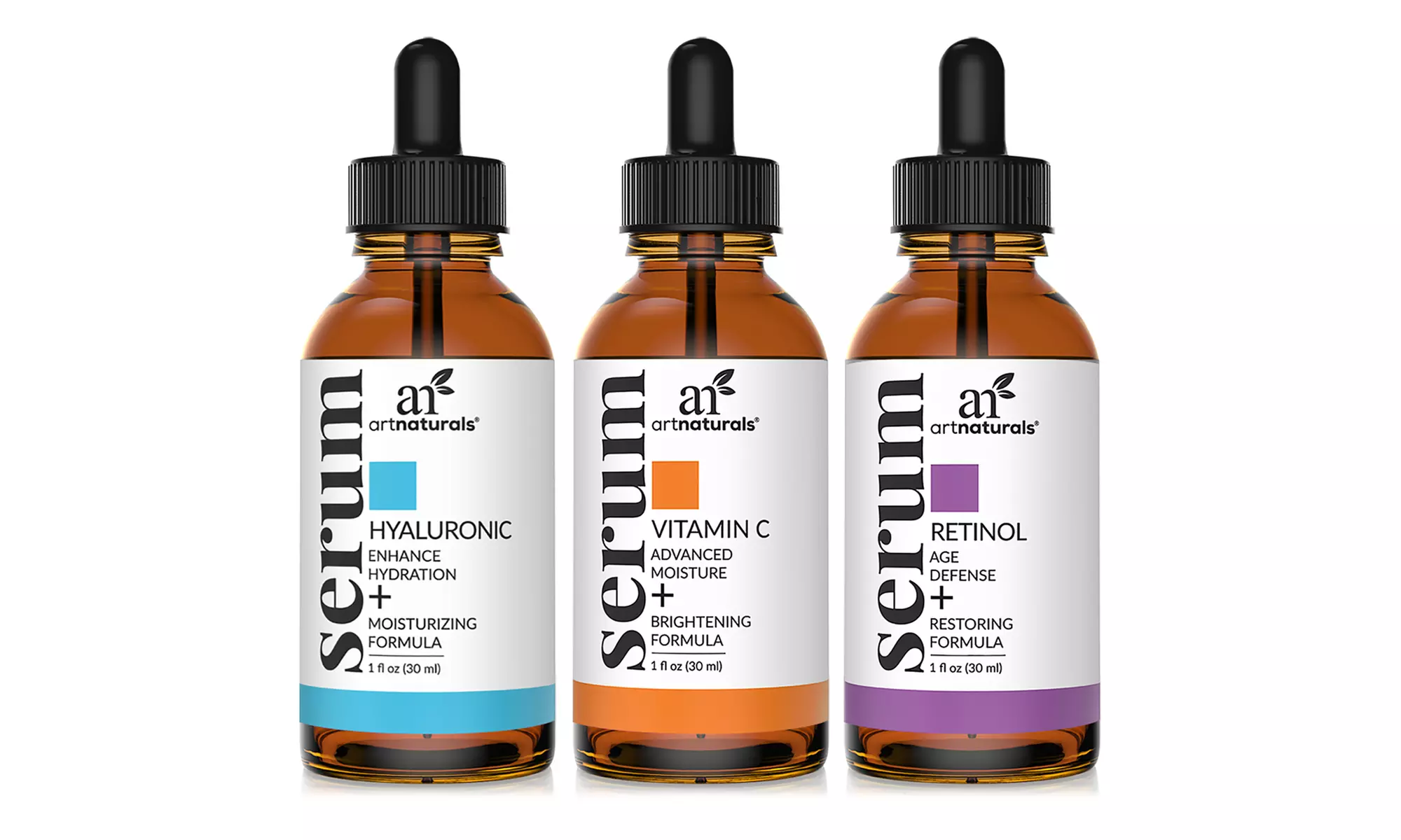 Artnaturals Vitamin-C, Retinol & Hyaluronic-Acid Anti-Aging Face Serum Trio(1Oz) - Primary Image