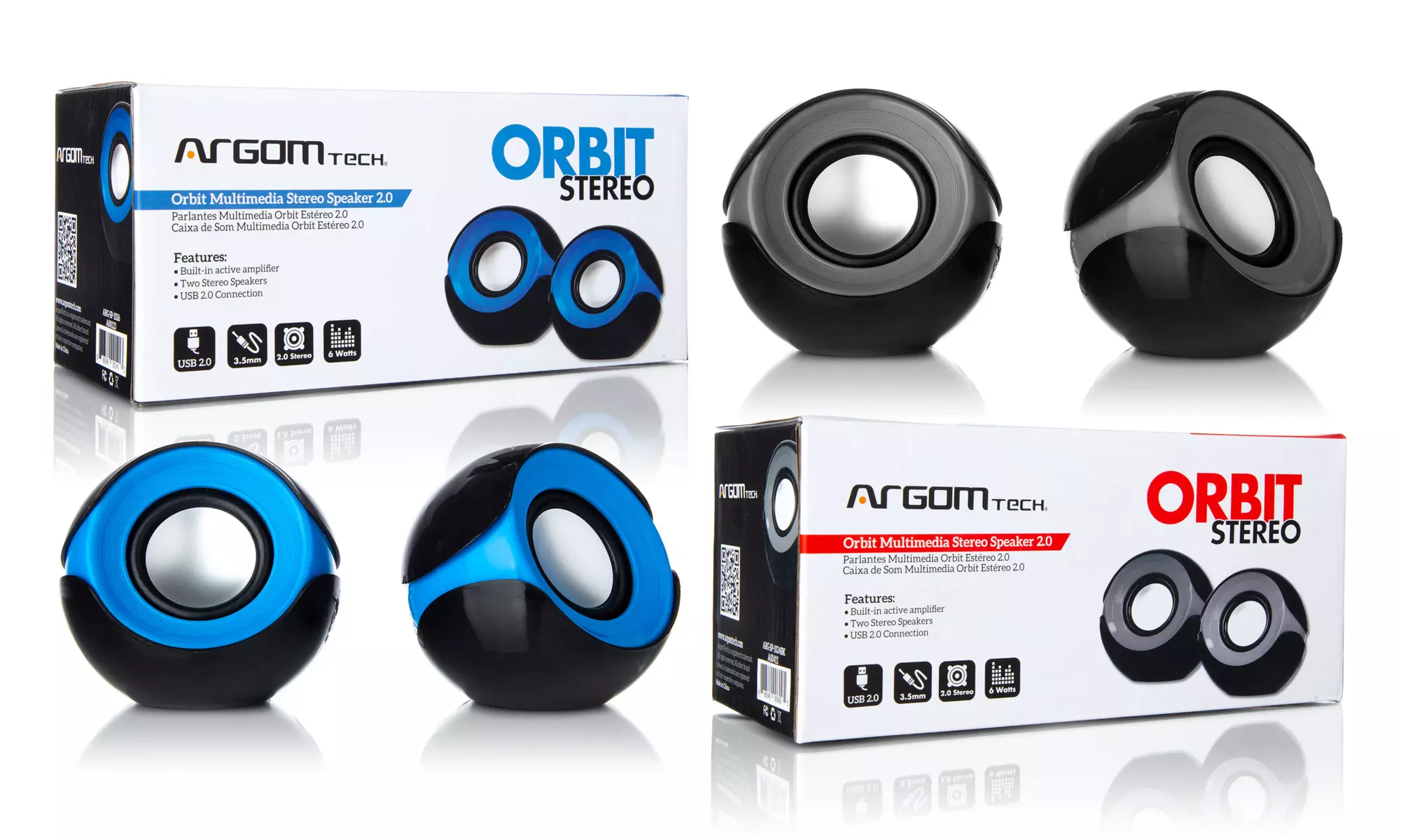 Argom Tech Orbit 2.0 Multimedia Stereo Speakers with Built-in Amplifiers - Primary Image