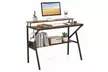 Costway Home Office Desk with Monitor Stand, Open Shelf and Metal Frame - Second Medium