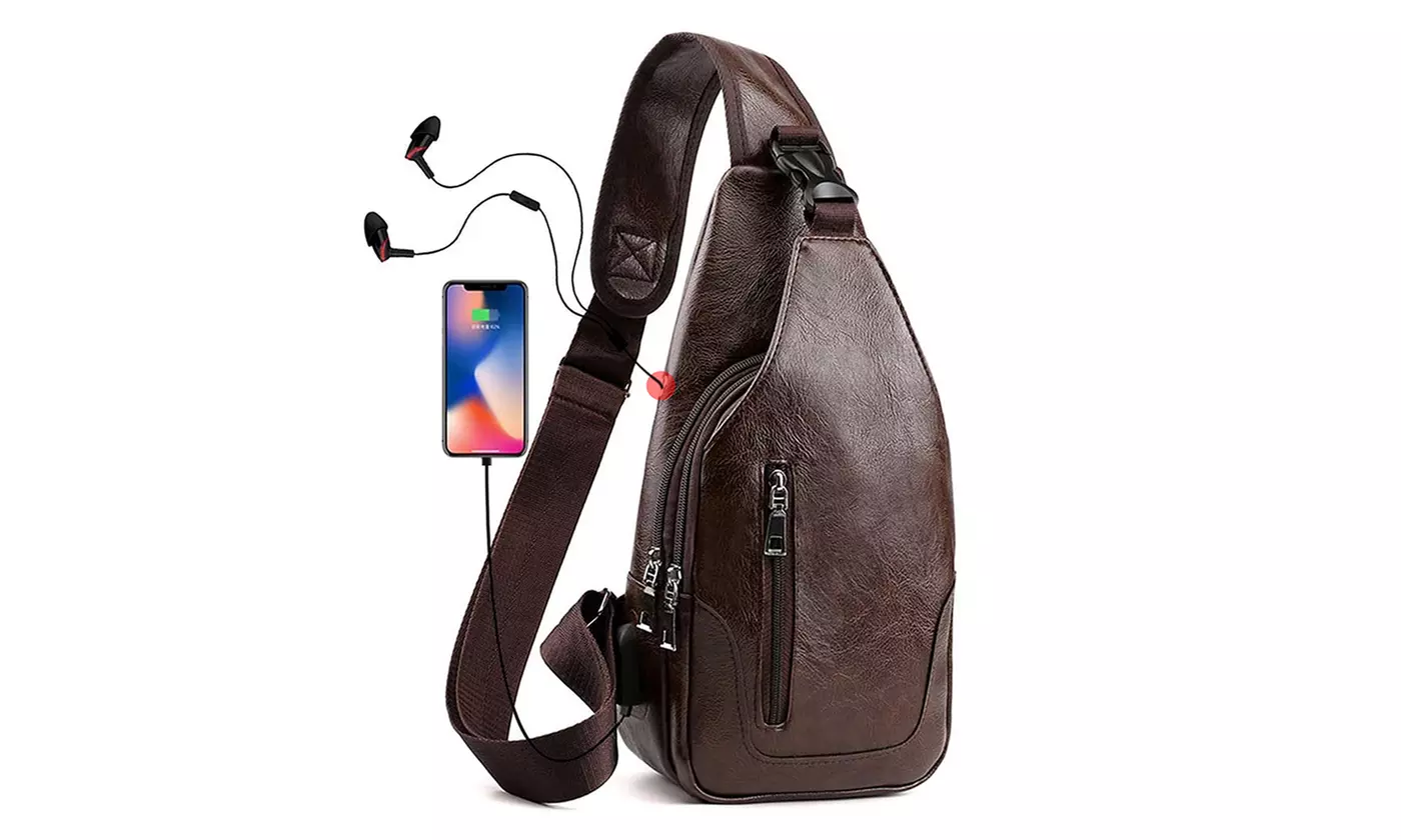 Men Women Sling Bag Daypacks Shoulder Crossbody Bag with USB Charge Port