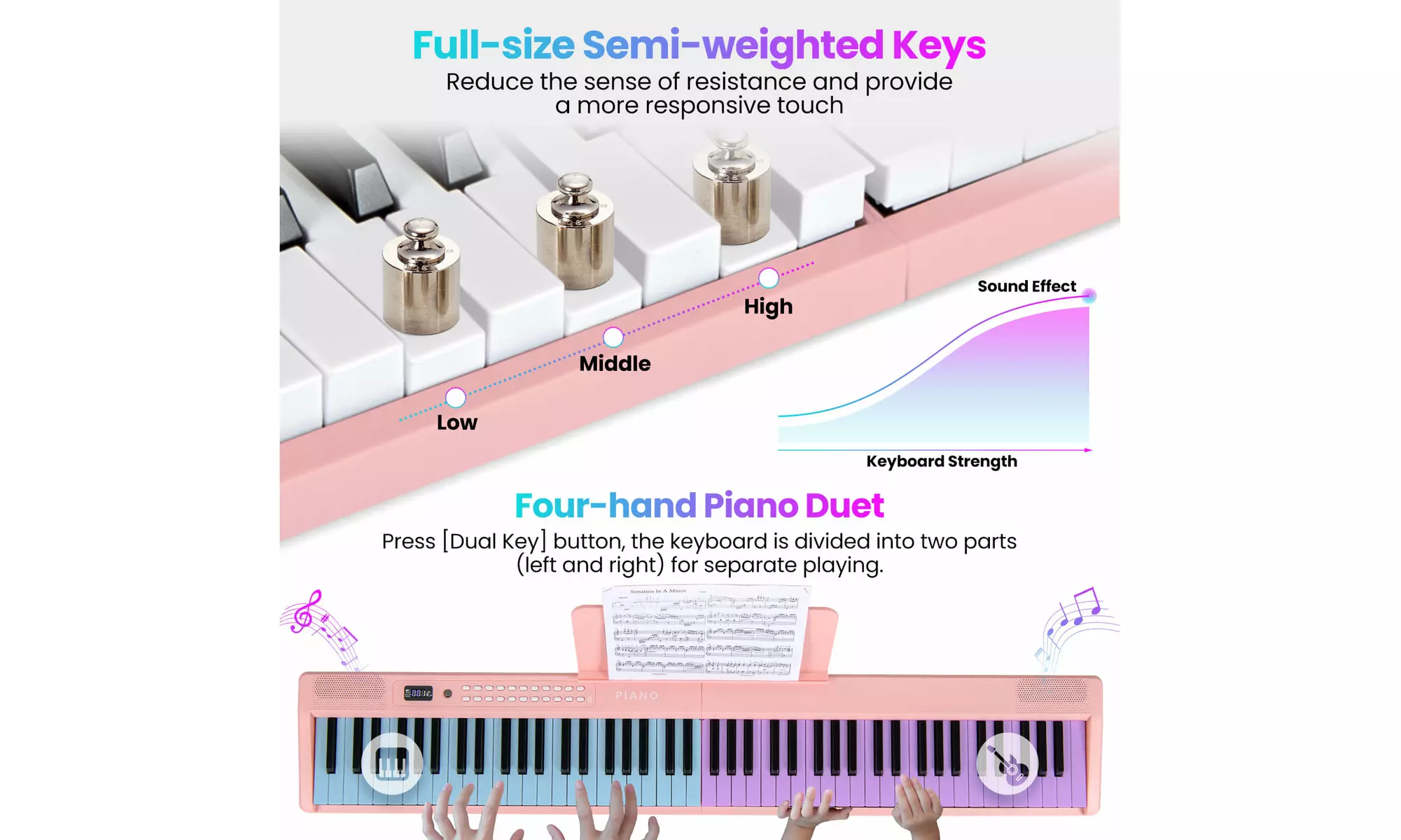 Costway 88 Key Folding Piano Keyboard with Wireless MIDI Dual Speakers