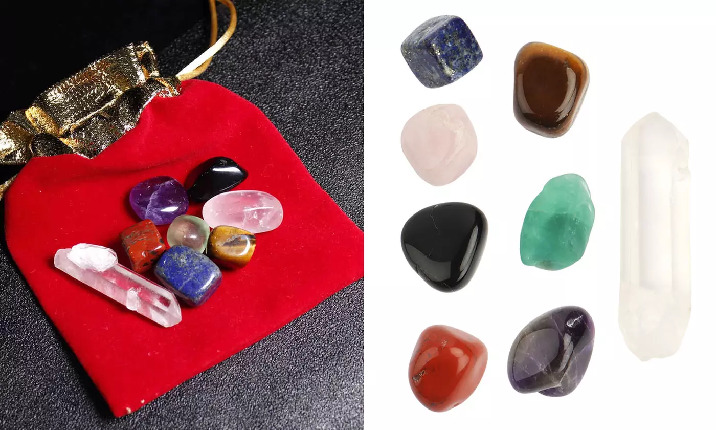 Natural Chakra Quartz Crystal Healing Pink Point Stone, 7Pcs Kit - Primary Image