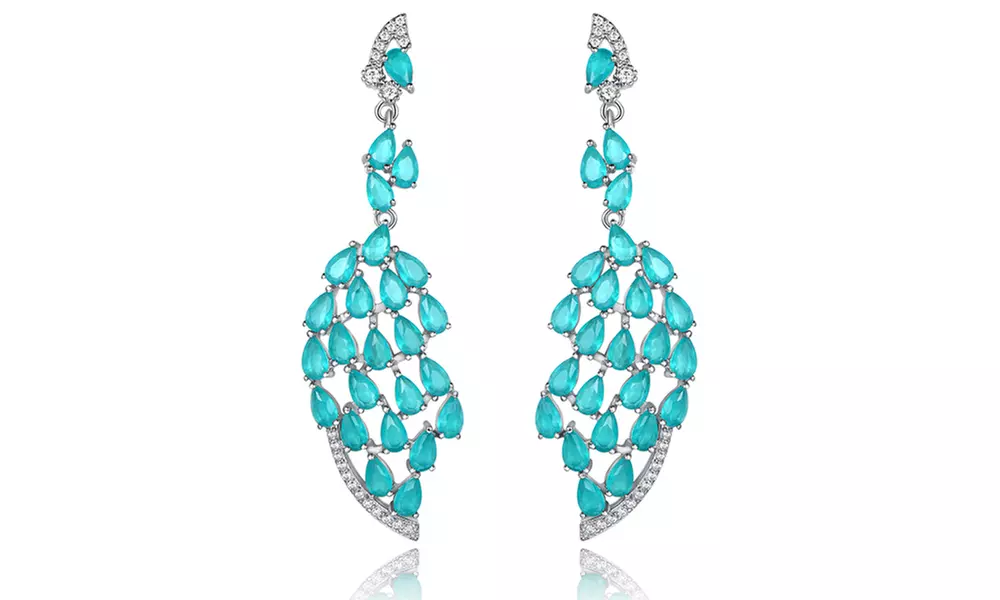 Lab-Created Colombian Emerald Earrings in White Rhodium Plating - Primary Image