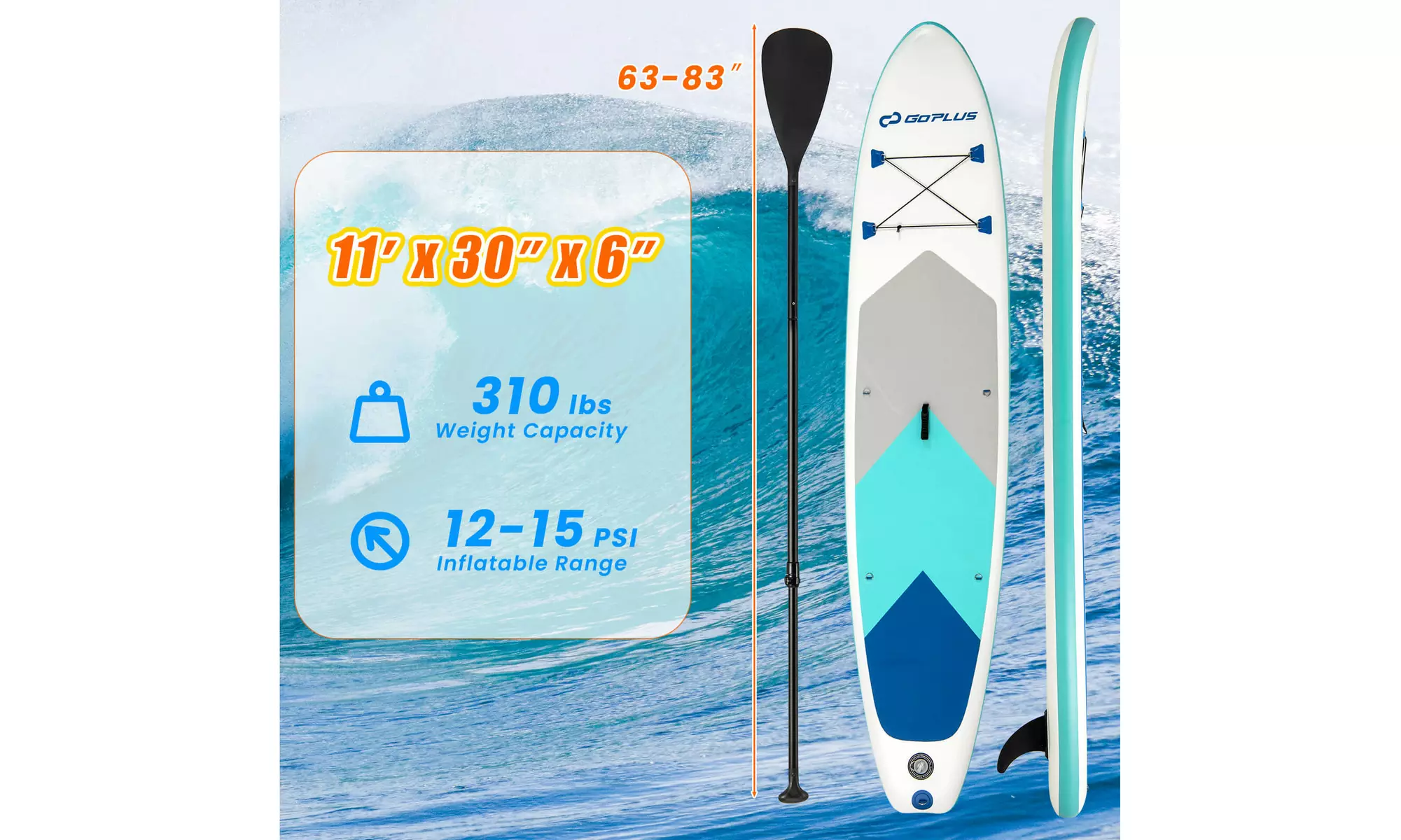 Goplus 11' Inflatable Stand Up Paddle Board whth Accessories Paddle Hand Pump