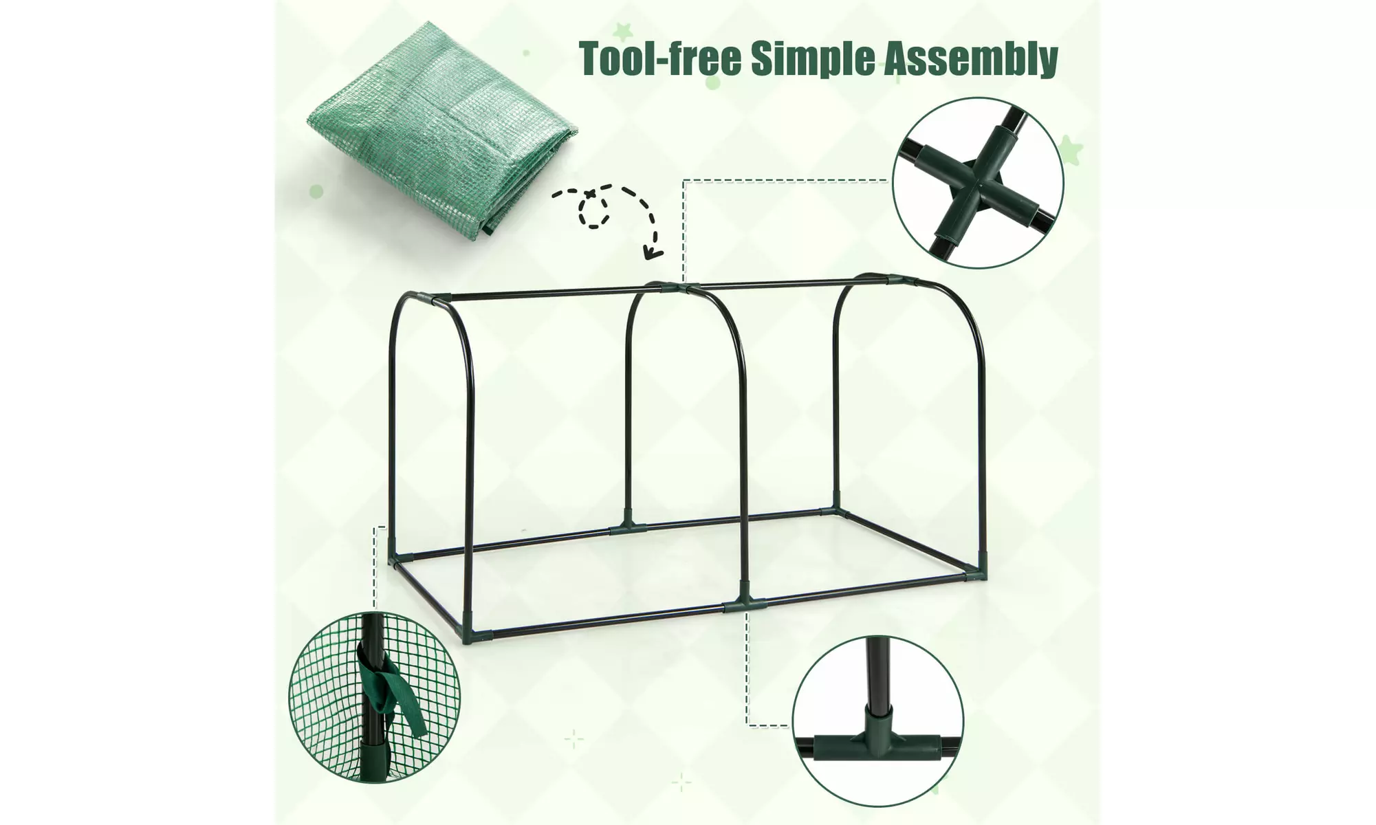 Costway Portable 47 Inch Mini Greenhouse Outdoor Indoor Tunnel Greenhouse