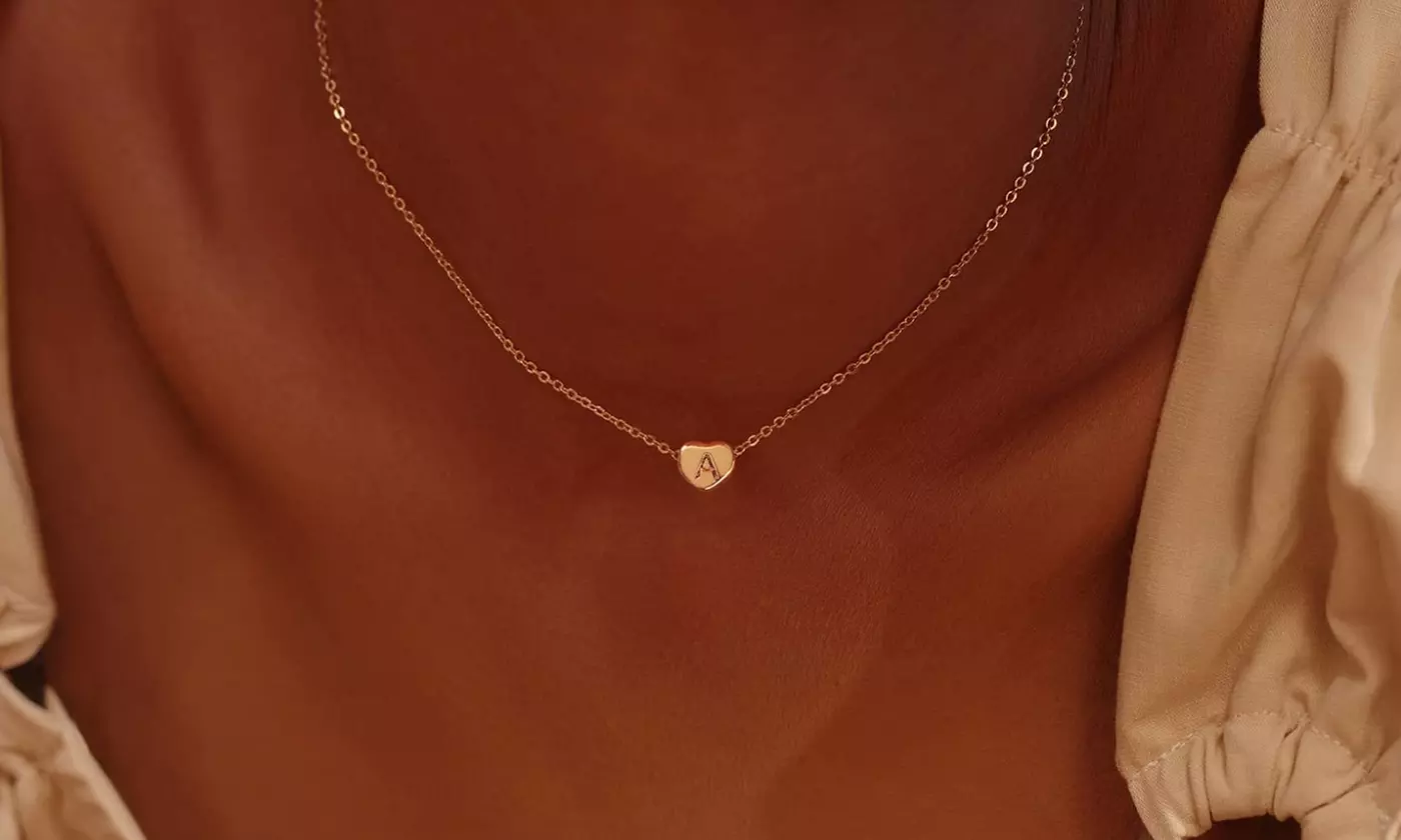 Initial Heart Pendant Necklace Letter Heart Choker Necklace