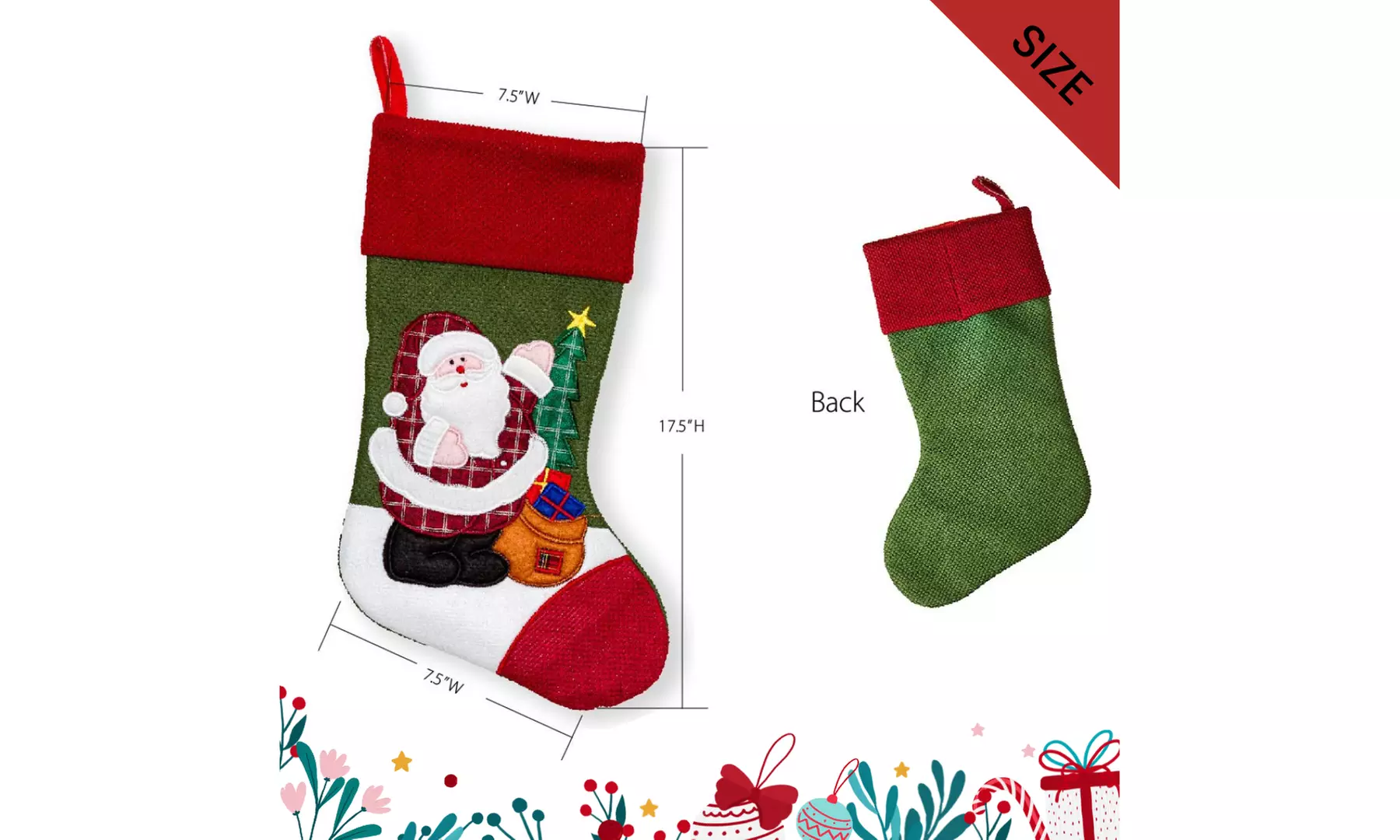 Jolly Christmas Stockings 2-Pack or 3-Pack Festive Holiday Décor