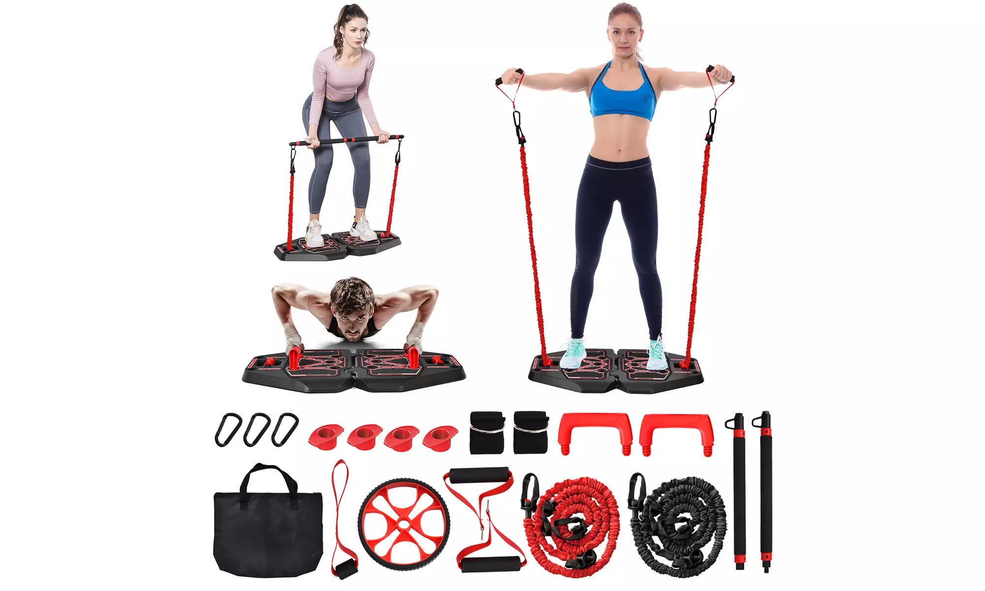 Costway Portable Home Gym Full Body Workout Equipment w/ 8 Exercise Accessories - Primary Image