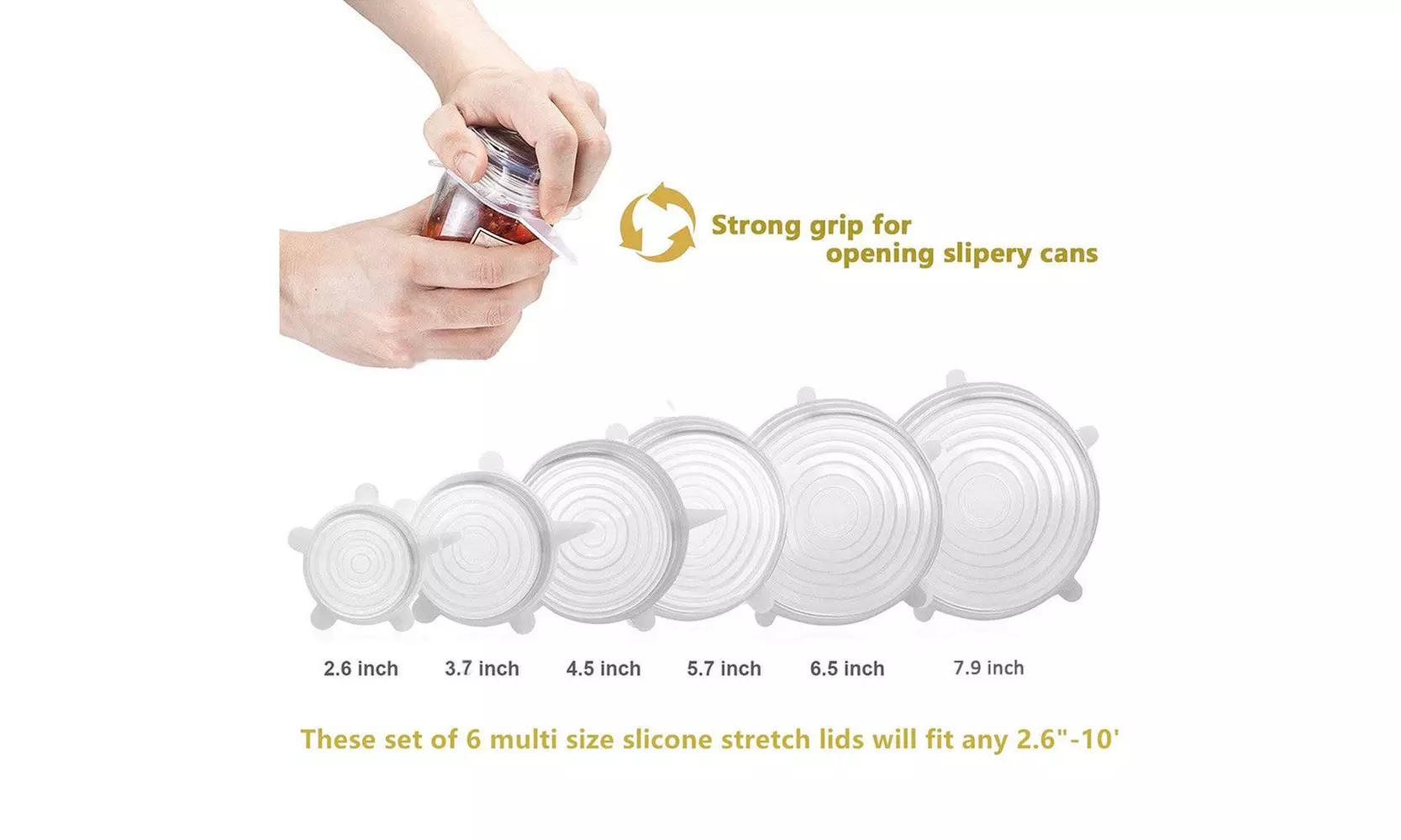 6 Pack Of Reusable Silicone Stretch Lids Great For Kitchen Storage - Second Medium