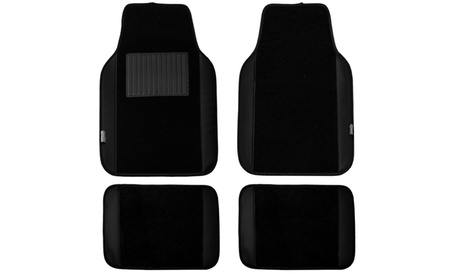 FH Group High Quality Carpet Floor Mats Leather Trimmed For Auto Sedan SUV Van  Full Set  Black