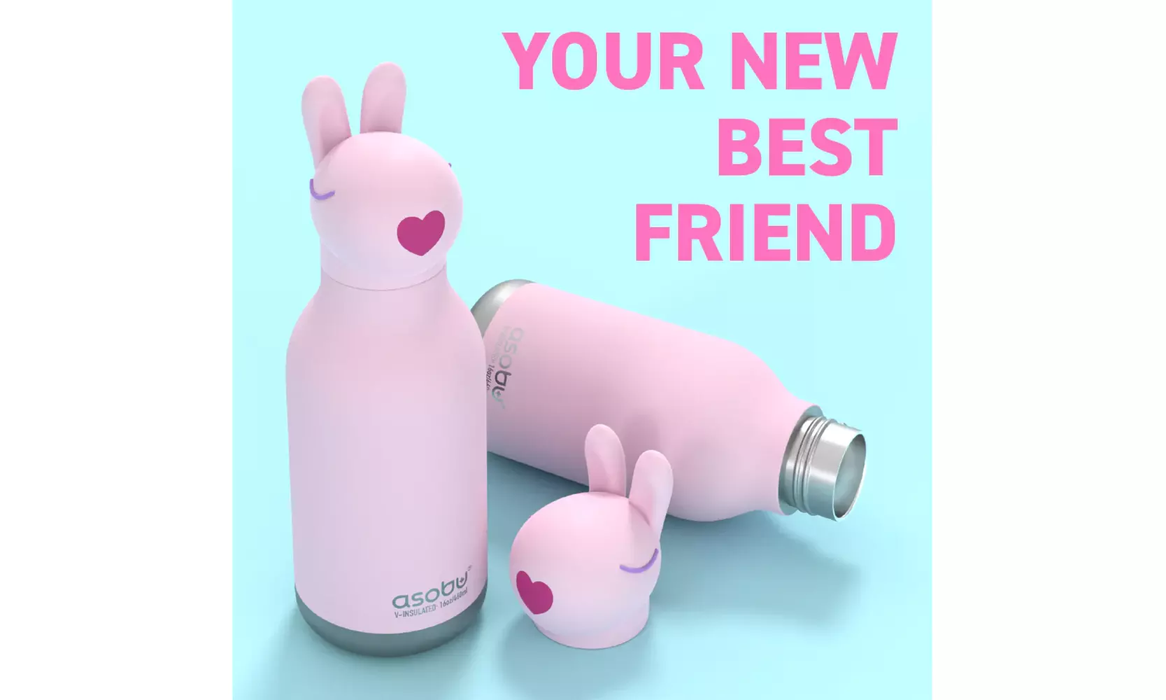 Asobu Kids Bestie Bottles Insulated Stainless Steel Water Bottle with Straw 16oz