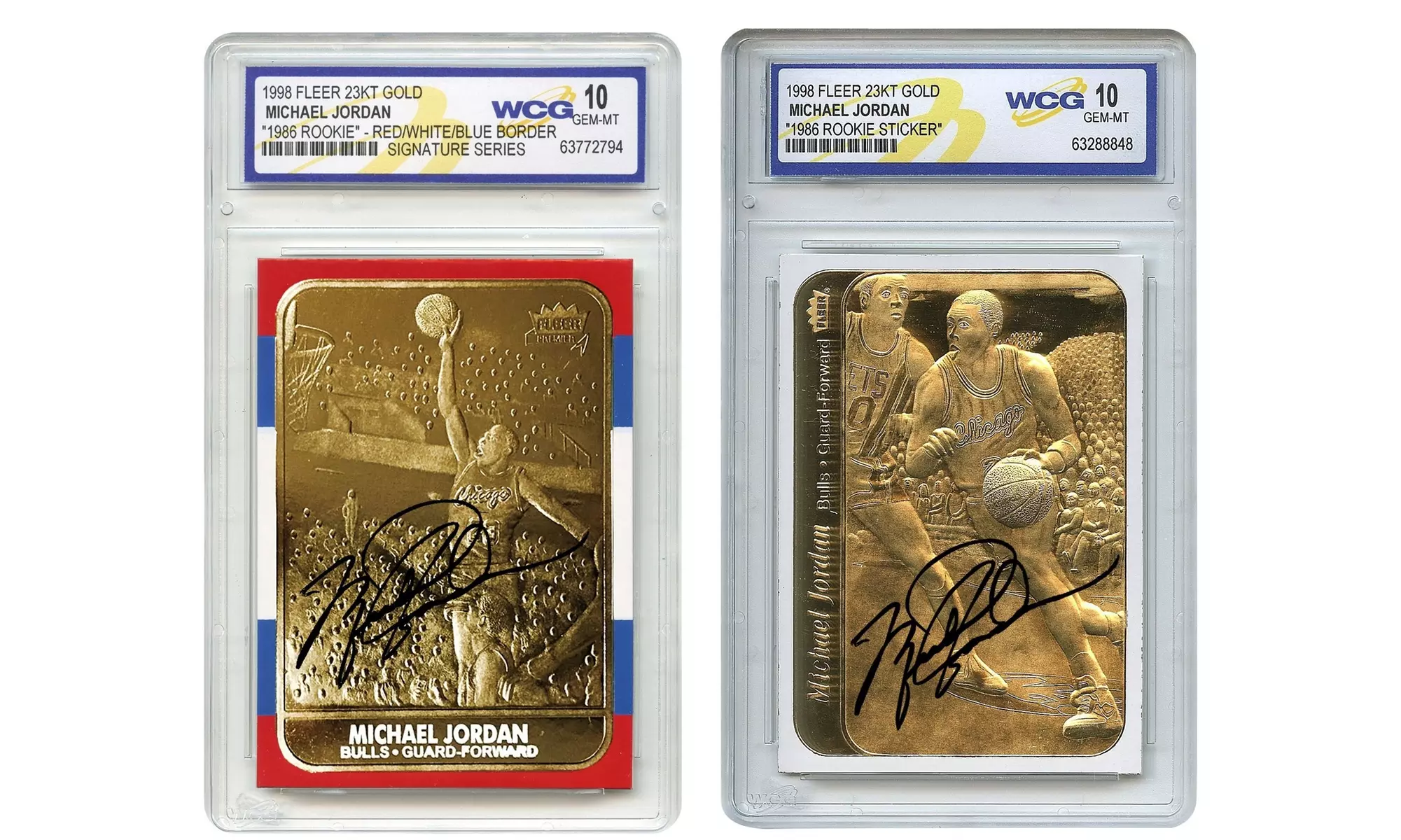 Michael Jordan Fleer Signature Series 2 Card Rookie Set *R/W/B Border & Sticker*