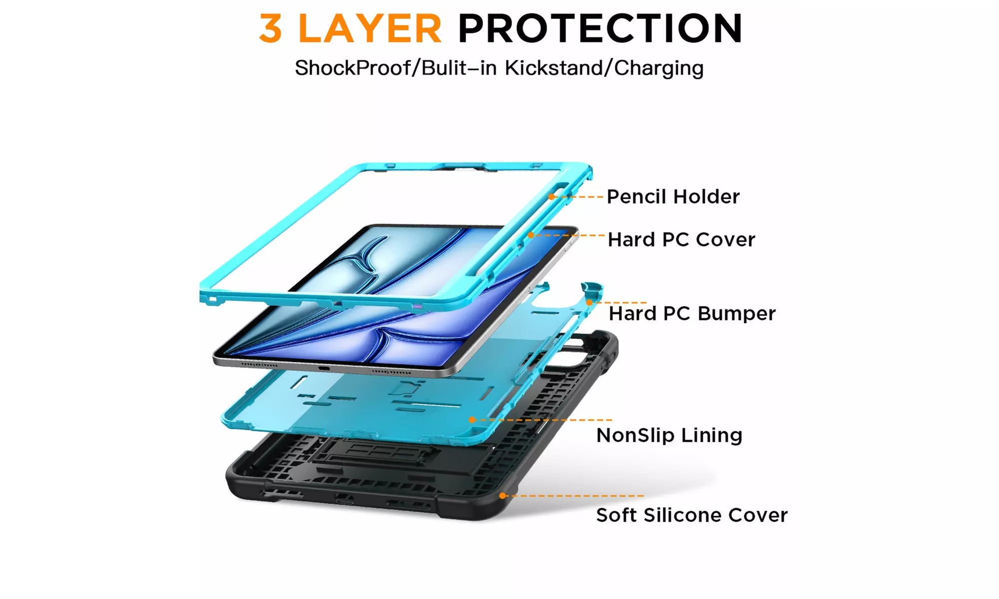For Apple iPad Air 11-inch 2024 Case Rugged Heavy Duty Shockproof 3-in-1 Cover