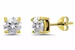 Birthstone & 18K Gold Accent Gemstone Solitaire Stud Earrings | 6mm Round: The Most Perfect Birthday or Holiday Gift! - Second Medium
